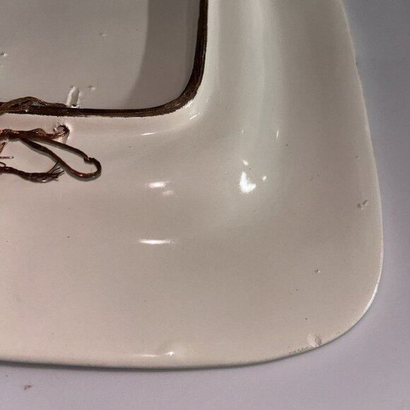 Italian Handpainted Faience Pottery Square Plate Grape Crushing 8.5" NOTE - Picture 9 of 9